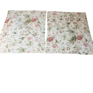Laura Ashley Floral Pillow Shams Cottagecore Shabby Chic Pink Roses Set of 2